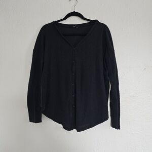Small Gibson Waffle Knit Black Button Up